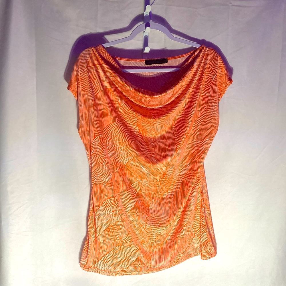 31-9 THE LIMITED orange white slouch neck sleeveless top M